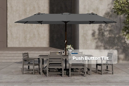 Fiberglass Double-Sided Patio Umbrella with base