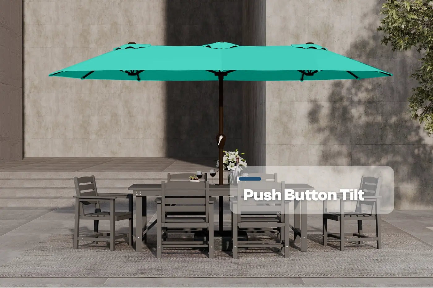 Fiberglass Double-Sided Patio Umbrella with base
