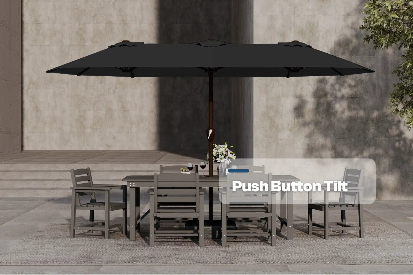 Fiberglass Double-Sided Patio Umbrella with base