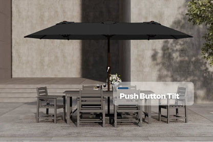 Fiberglass Double-Sided Patio Umbrella with base