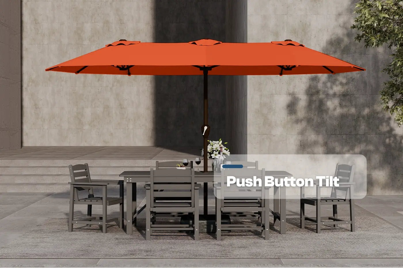 Fiberglass Double-Sided Patio Umbrella with base