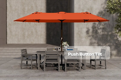 Fiberglass Double-Sided Patio Umbrella with base