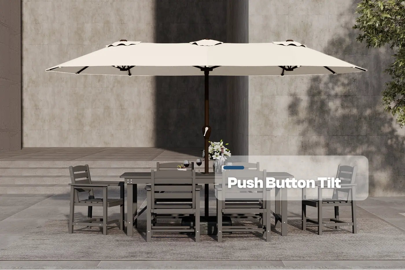 Fiberglass Double-Sided Patio Umbrella with base