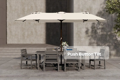 Fiberglass Double-Sided Patio Umbrella with base