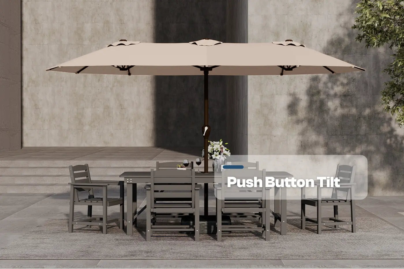 Fiberglass Double-Sided Patio Umbrella with base