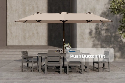 Fiberglass Double-Sided Patio Umbrella with base