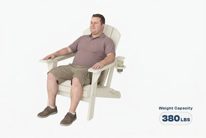 Man sitting on a white chair with a weight capacity label on a white background