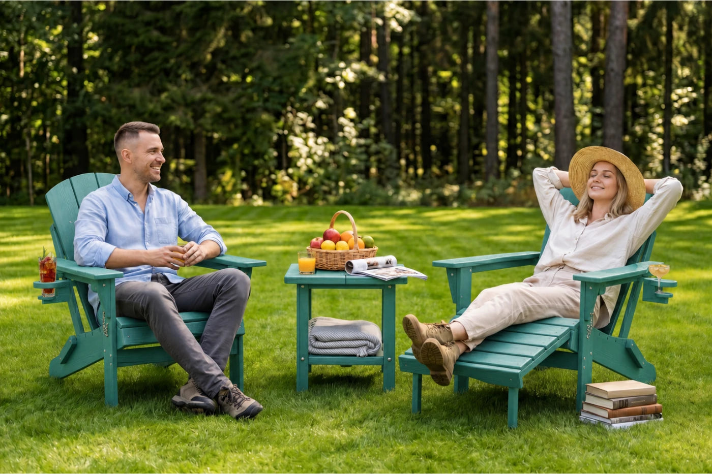 HDPE Reclining Adirondack Chair with Footrest