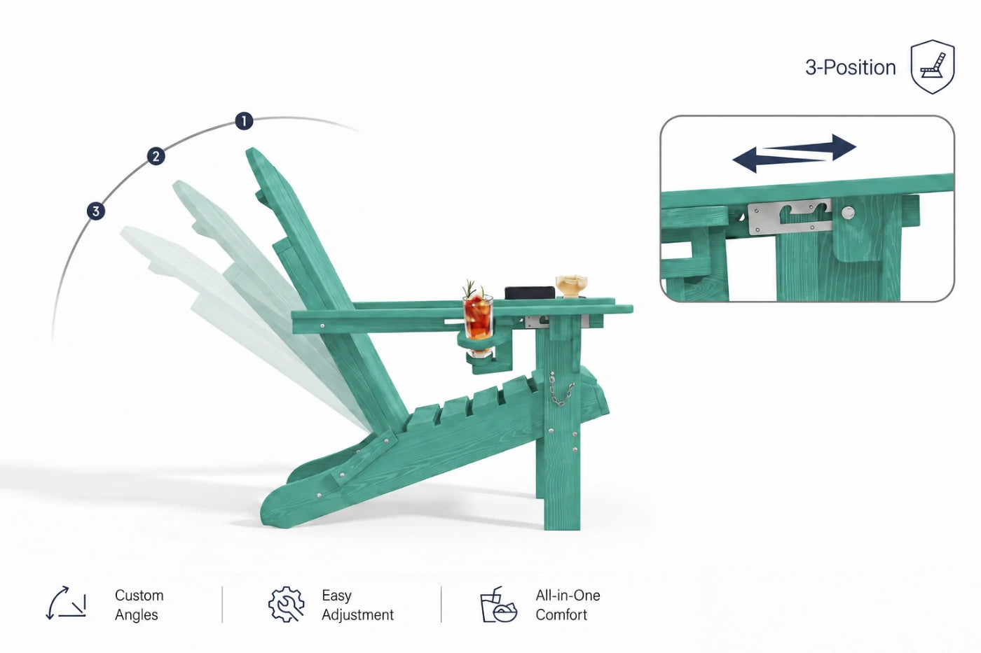 HDPE Reclining Adirondack Chair with Footrest