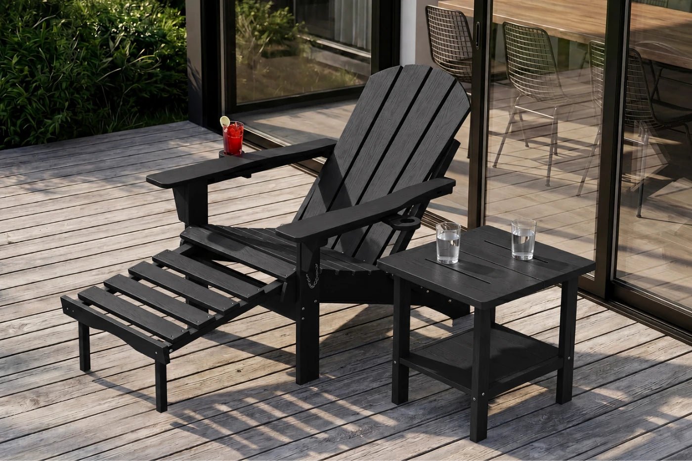 HDPE Reclining Adirondack Chair with Footrest