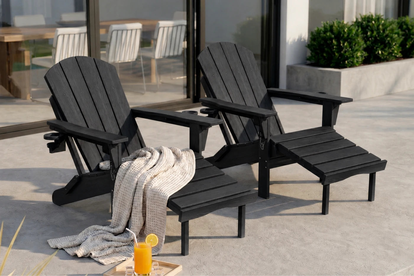 HDPE Reclining Adirondack Chair with Footrest