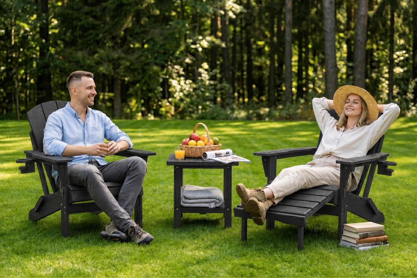 HDPE Reclining Adirondack Chair with Footrest