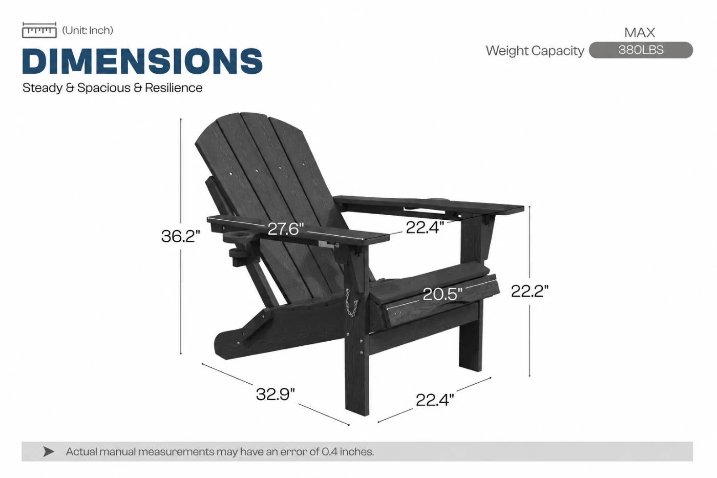 HDPE Reclining Adirondack Chair with Footrest