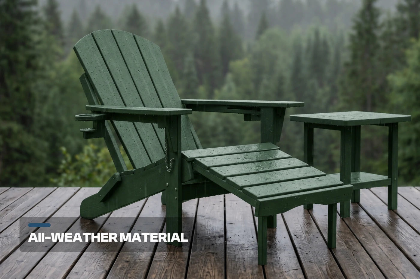 HDPE Reclining Adirondack Chair with Footrest