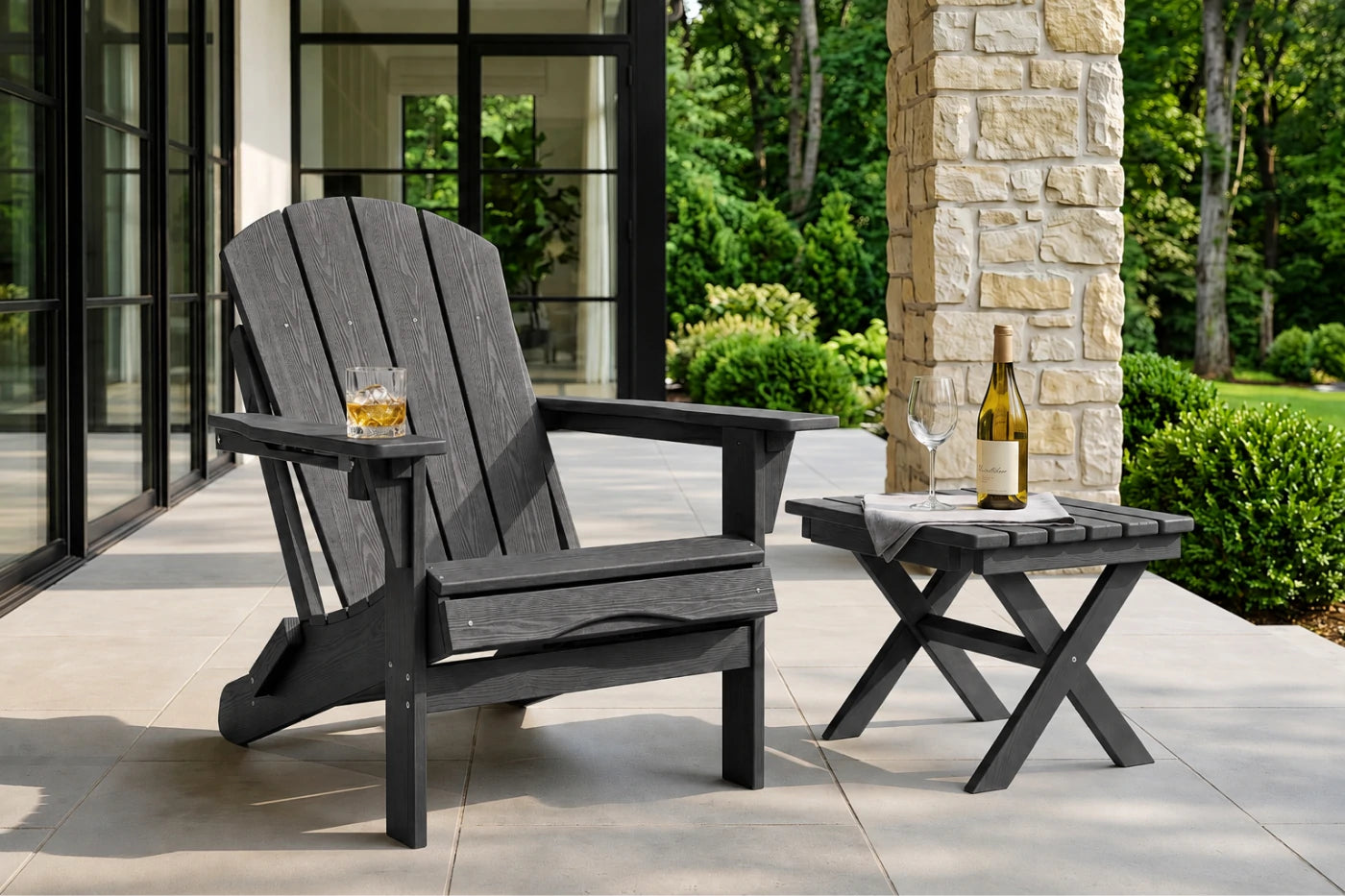 HDPE Reclining Adirondack Chair with Footrest