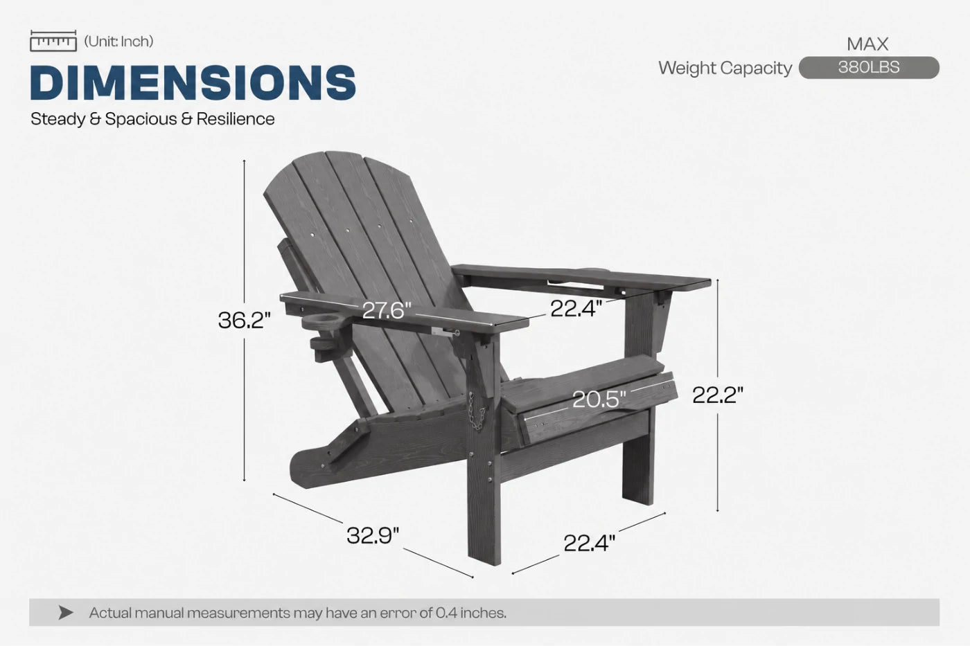 HDPE Reclining Adirondack Chair with Footrest