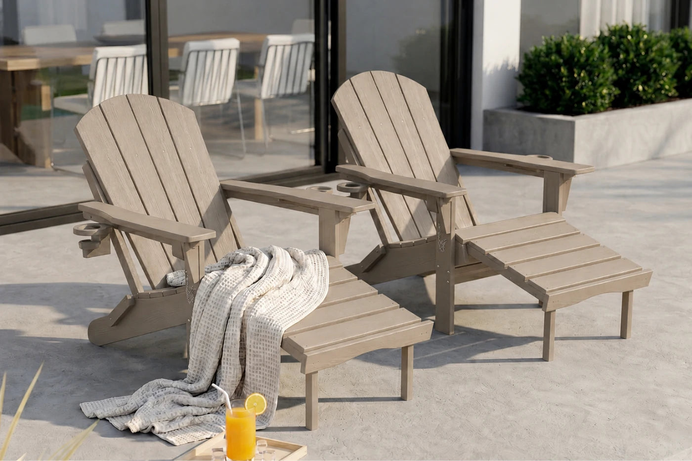 HDPE Reclining Adirondack Chair with Footrest
