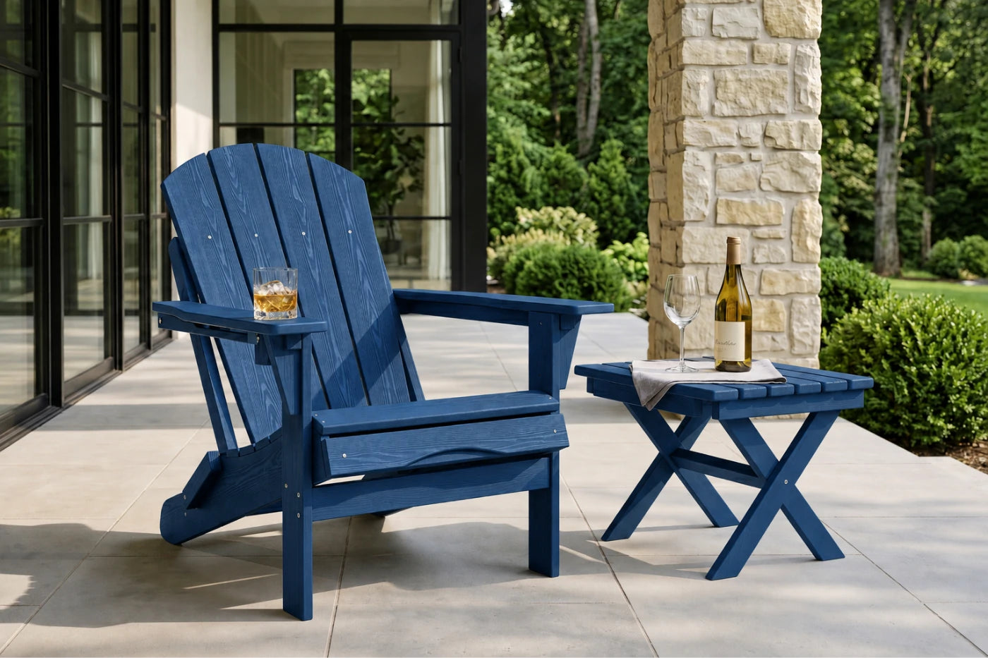 HDPE Reclining Adirondack Chair with Footrest