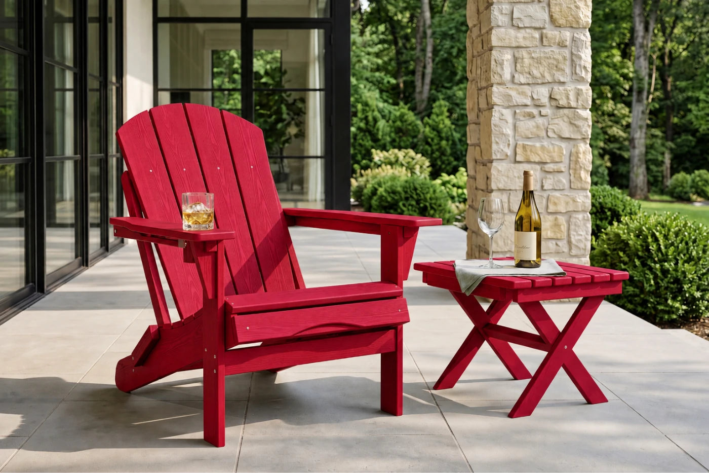 HDPE Reclining Adirondack Chair with Footrest