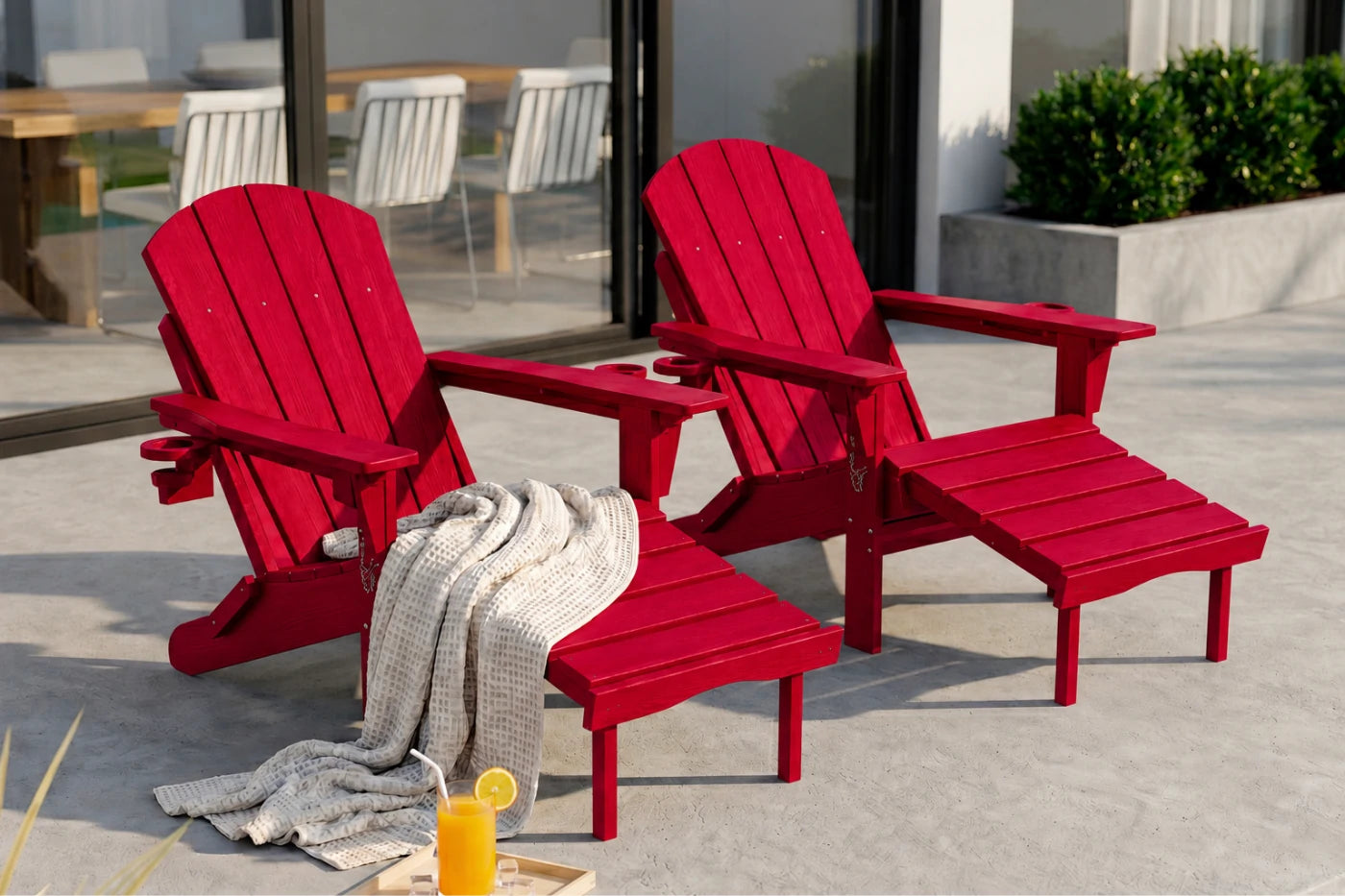 HDPE Reclining Adirondack Chair with Footrest
