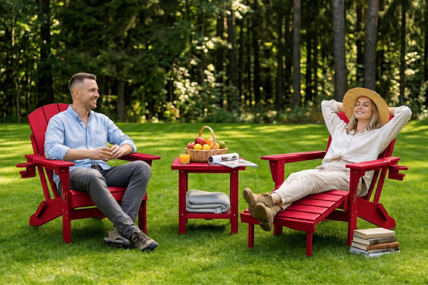 HDPE Reclining Adirondack Chair with Footrest