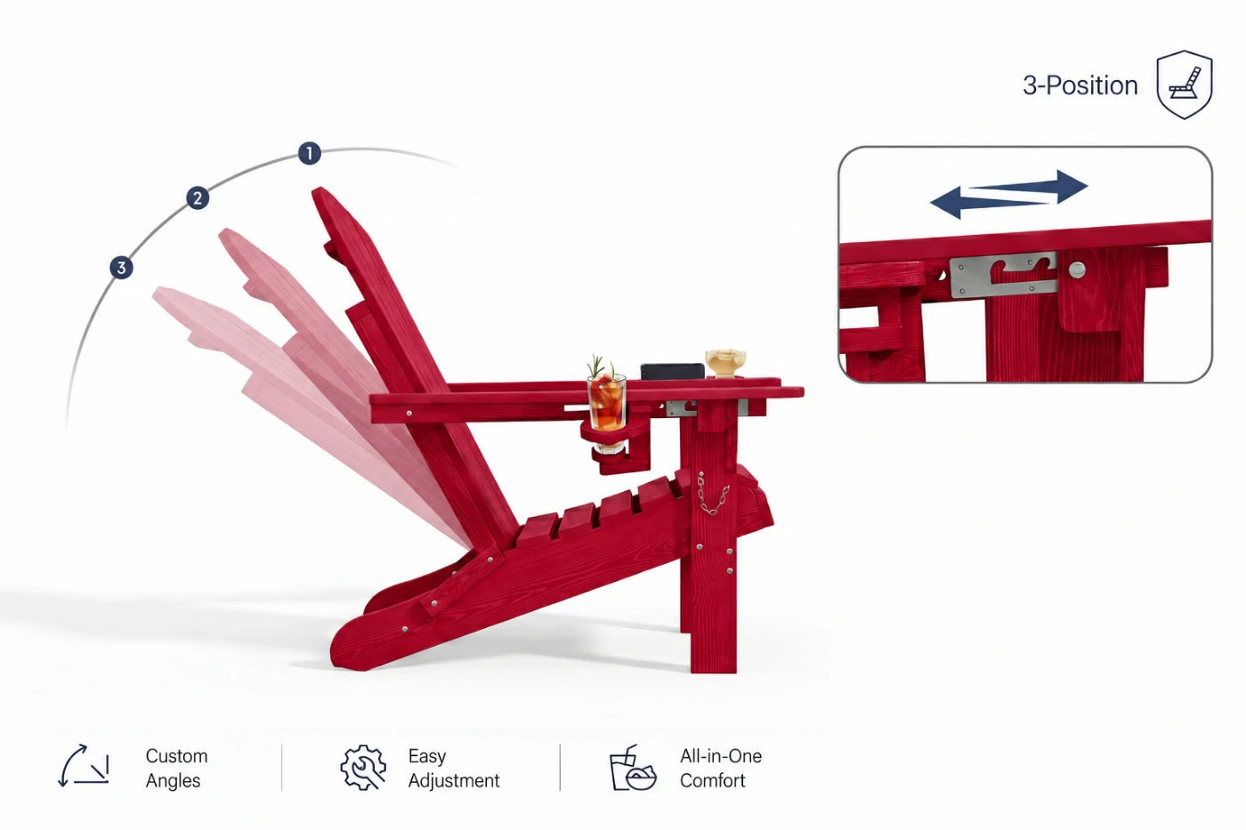 HDPE Reclining Adirondack Chair with Footrest