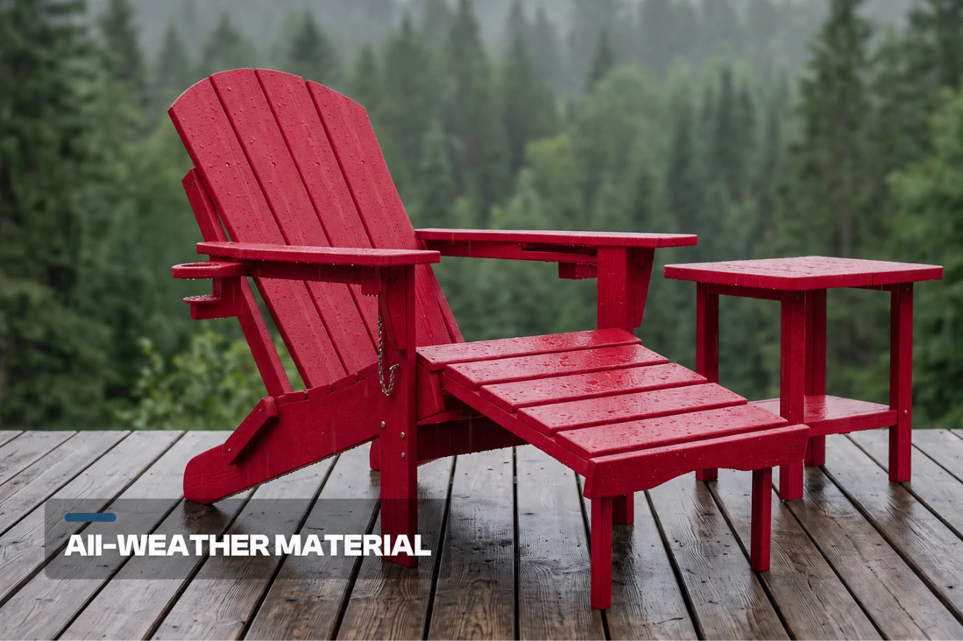 HDPE Reclining Adirondack Chair with Footrest