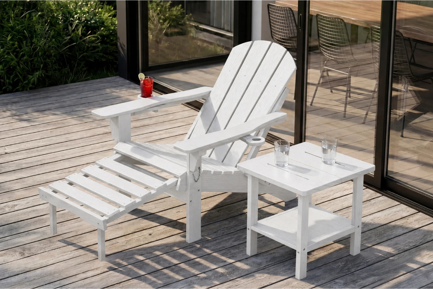 HDPE Reclining Adirondack Chair with Footrest