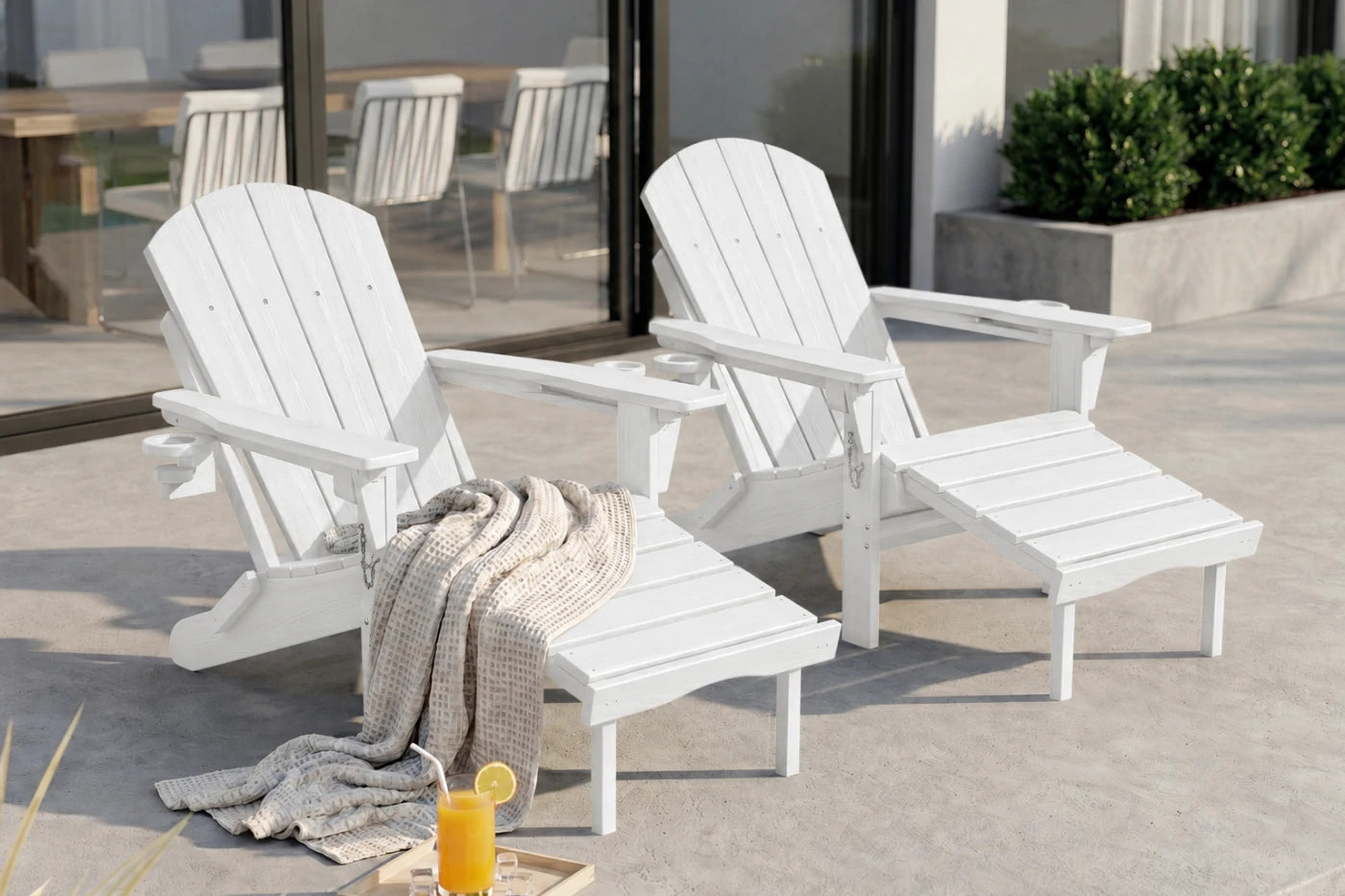 HDPE Reclining Adirondack Chair with Footrest