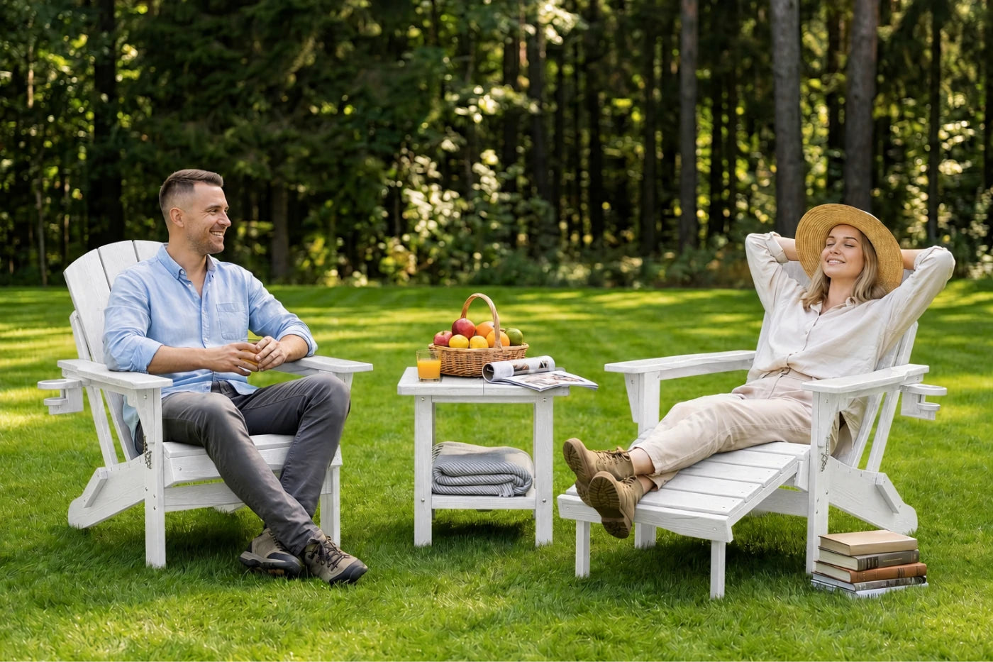 HDPE Reclining Adirondack Chair with Footrest