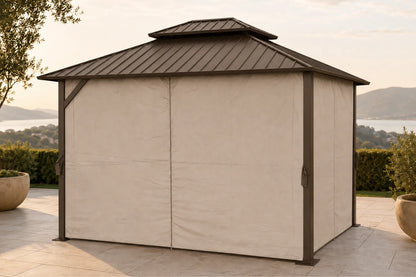 Luxor™ Hardtop Gazebo with Netting and Curtains
