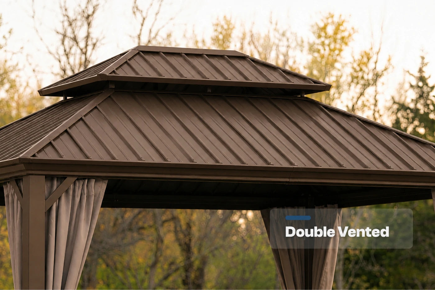 Luxor™ Hardtop Gazebo with Netting and Curtains