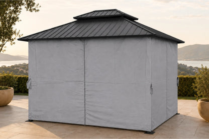 Luxor™ Hardtop Gazebo with Netting and Curtains