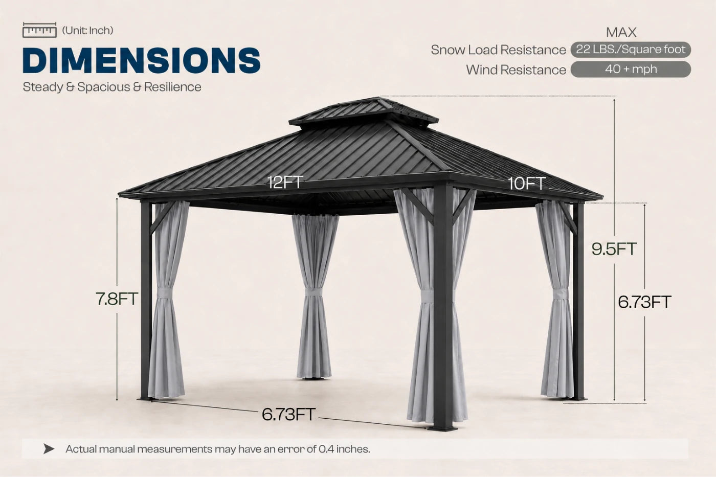 Luxor™ Hardtop Gazebo with Netting and Curtains