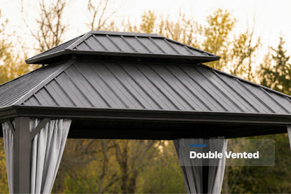 Luxor™ Hardtop Gazebo with Netting and Curtains