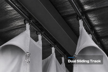 Luxor™ Hardtop Gazebo with Netting and Curtains