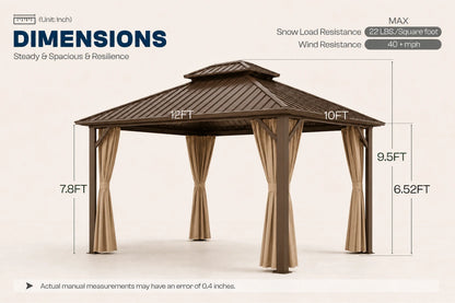 Luxor™ Hardtop Gazebo with Netting and Curtains