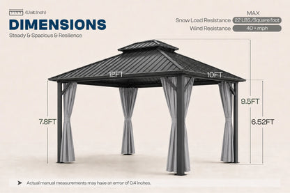 Luxor™ Hardtop Gazebo with Netting and Curtains