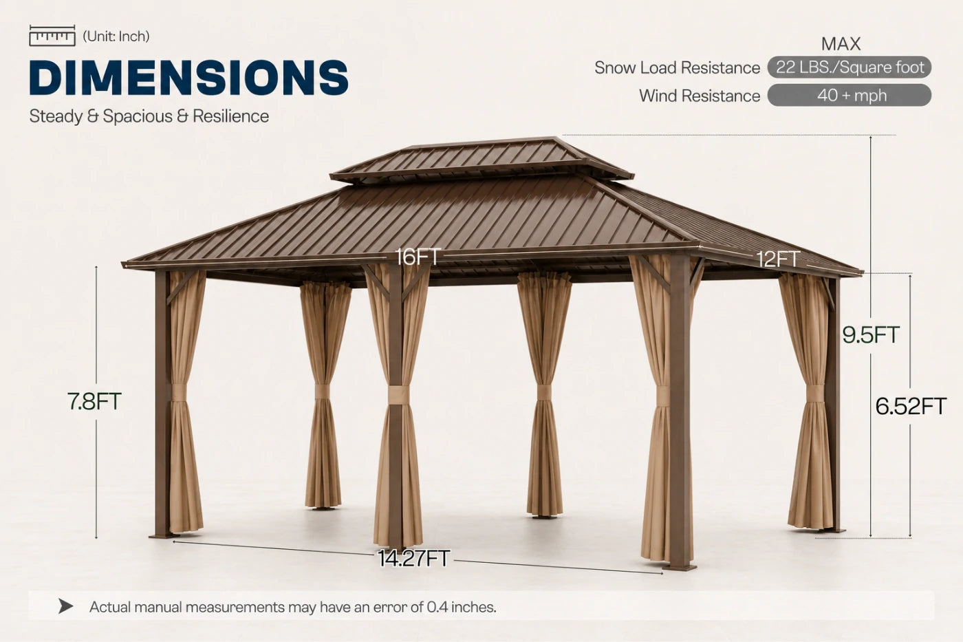 Luxor™ Hardtop Gazebo with Netting and Curtains