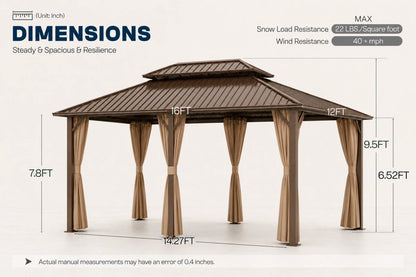 Luxor™ Hardtop Gazebo with Netting and Curtains
