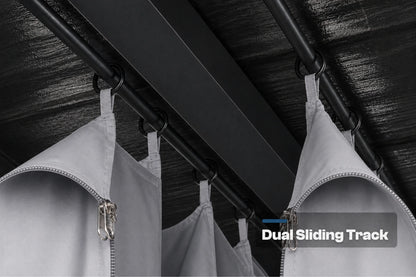 Luxor™ Hardtop Gazebo with Netting and Curtains