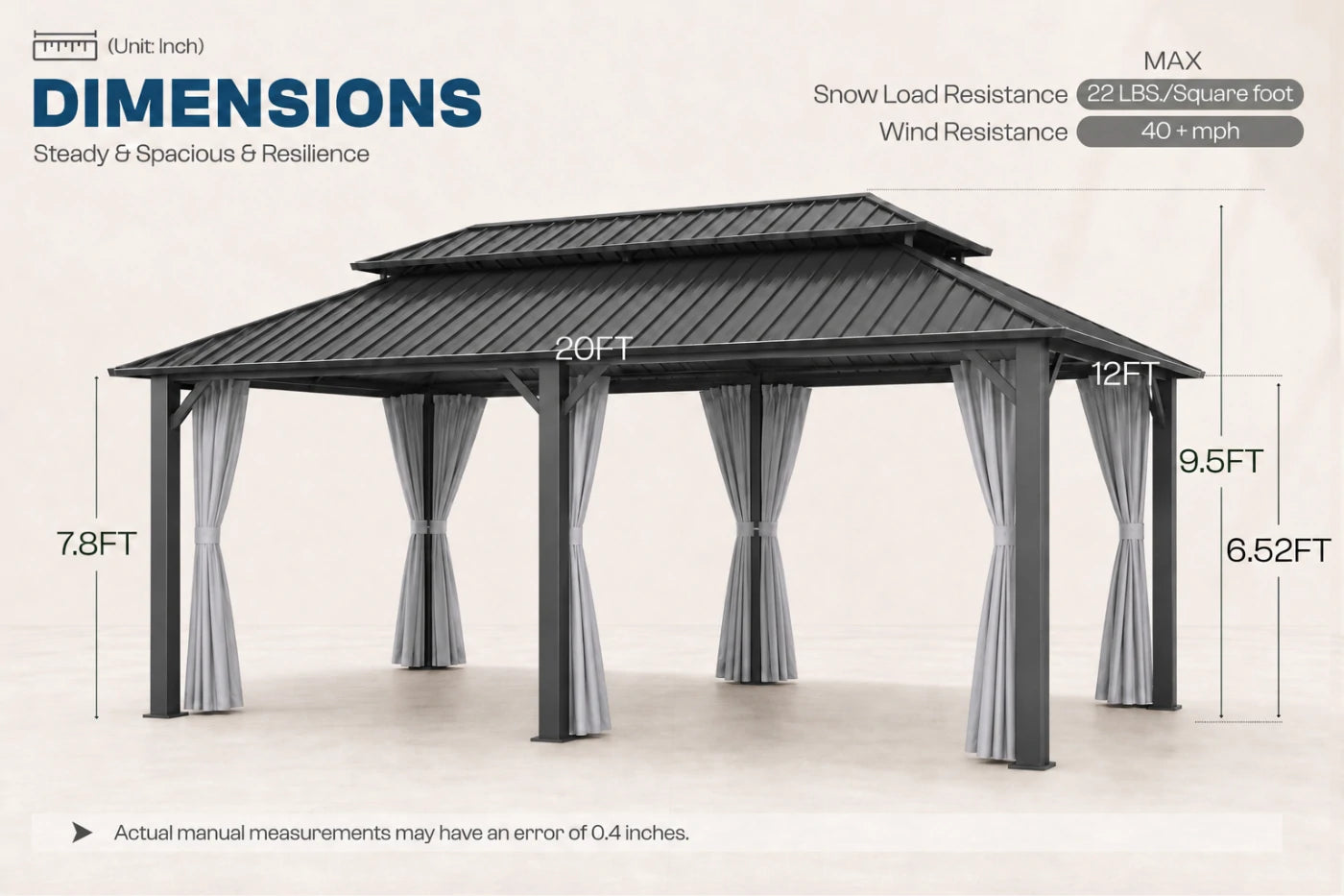 Luxor™ Hardtop Gazebo with Netting and Curtains