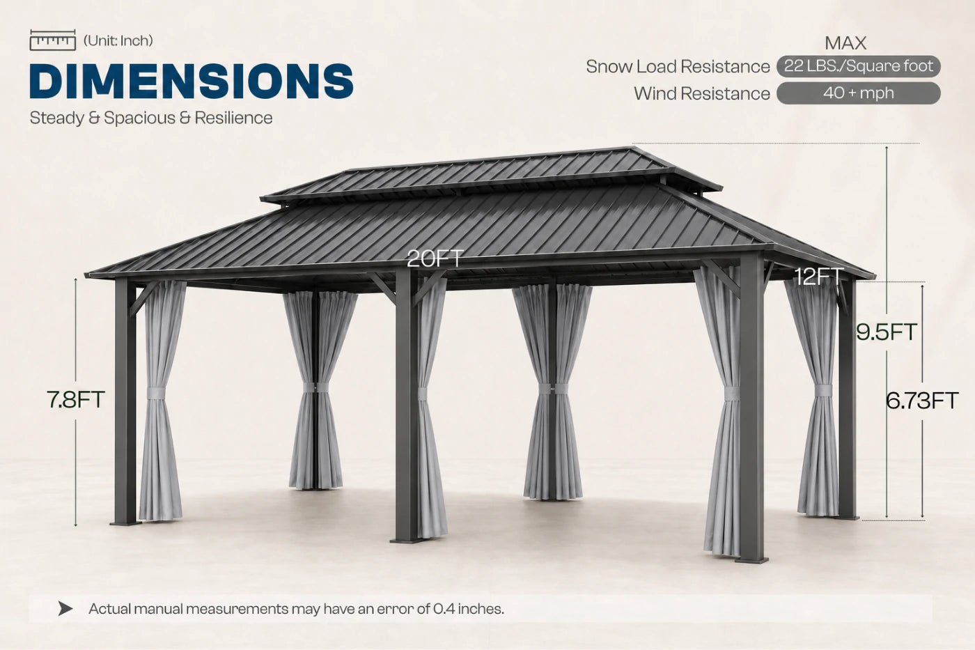 Luxor™ Hardtop Gazebo with Netting and Curtains