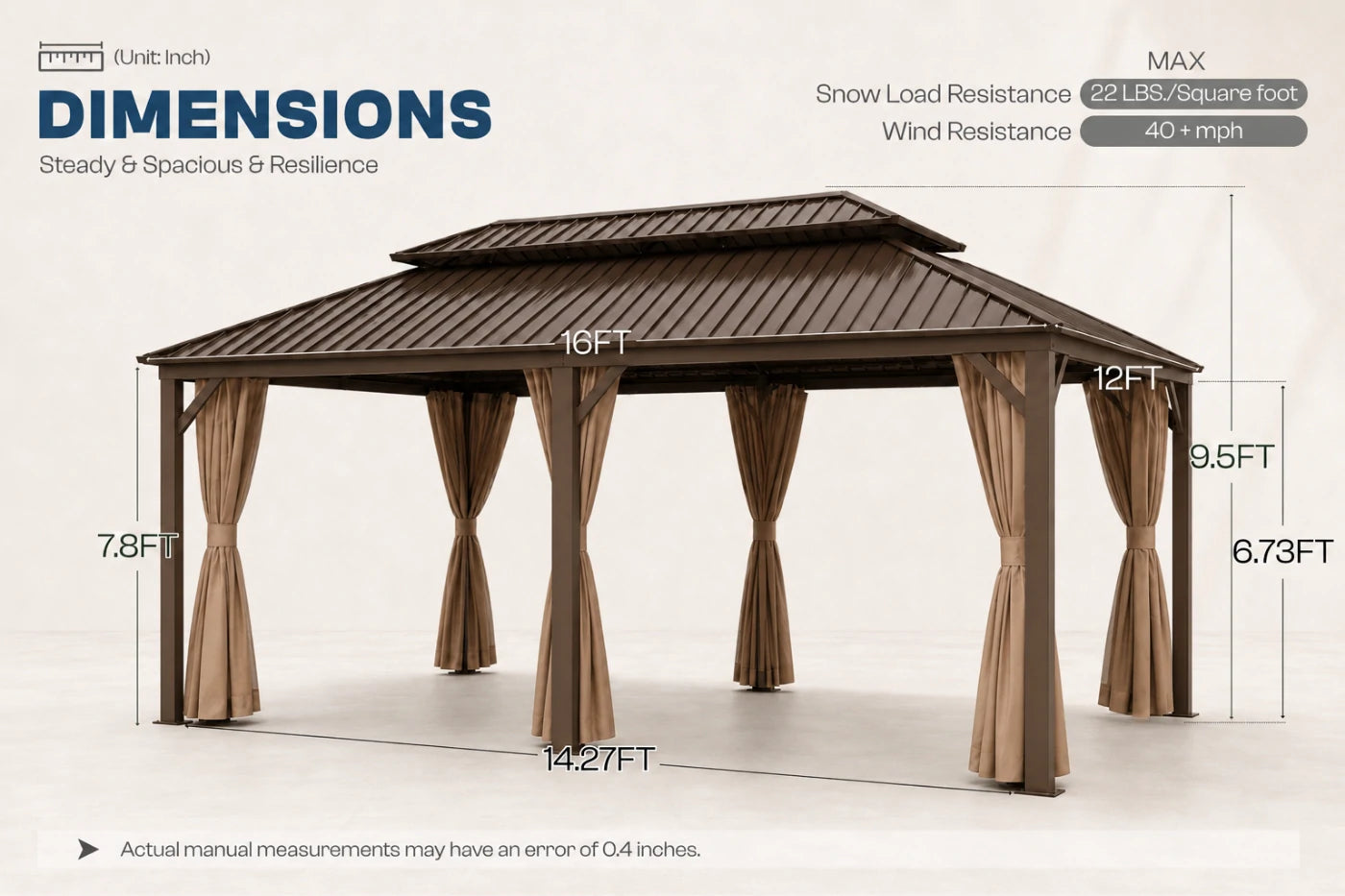 Luxor™ Hardtop Gazebo with Netting and Curtains