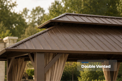 Luxor™ Hardtop Gazebo with Netting and Curtains