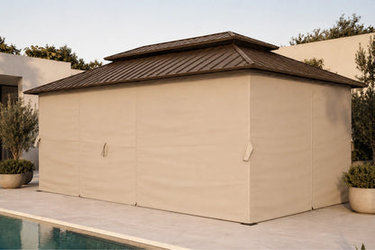 Luxor™ Hardtop Gazebo with Netting and Curtains