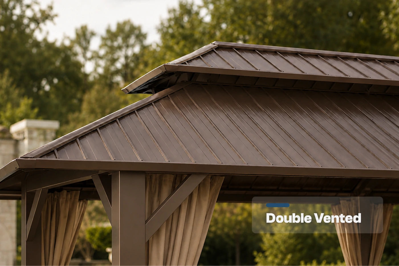 Luxor™ Hardtop Gazebo with Netting and Curtains