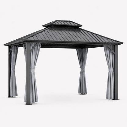 Luxor™ Hardtop Gazebo with Netting and Curtains