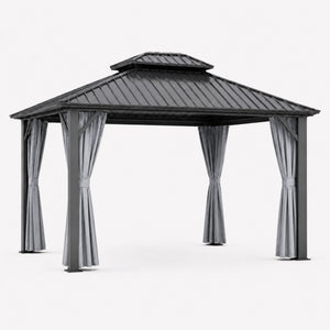 Luxor™ Hardtop Gazebo with Netting and Curtains