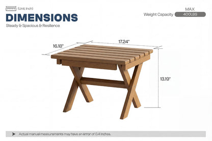 HDPE table with dimensions labeled on a white background